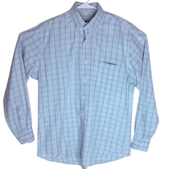 Peter Millar Men's Plaid Cotton Silk Button Down Long Sleeve Shirt Blue Medium - Picture 1 of 8